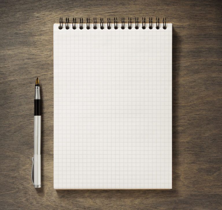 Notebook and pencil