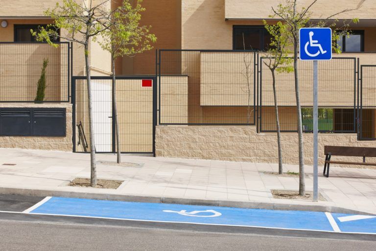 Restricted parking zone for disabled on a residencial urban area